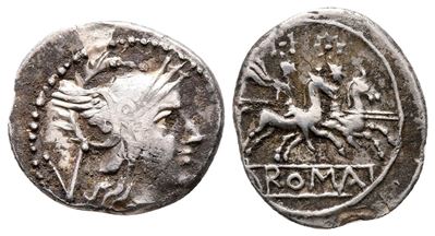 Anonymous, Rome, 211-208 Bc. Ar Quinarius (16 MM, 1.94 G).