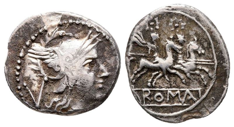 Anonymous, Rome, 211-208 Bc. Ar Quinarius (16 MM, 1.94 G).