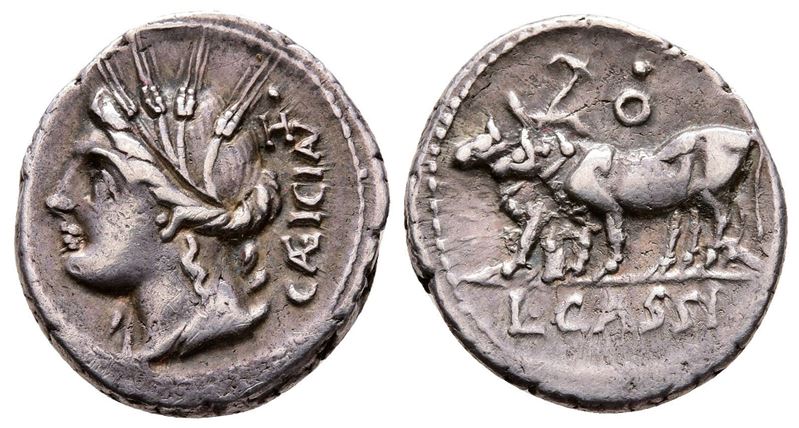 L. Cassius Caecianus, Rome, 102 Bc. Ar Denarius (19 MM, 3.86 G).