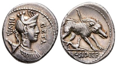 C. Hosidius C.f. Geta, Rome, 64 Bc. Ar Denarius (18 MM, 3.75 G).