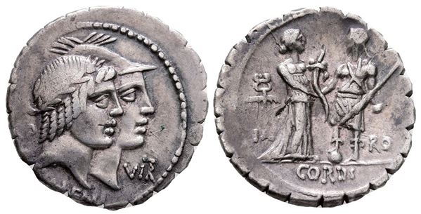 Q. Fufius Calenus and Mucius Cordus, Rome, 68 BC. AR Serrate Denarius (21 mm, 3.83 g).