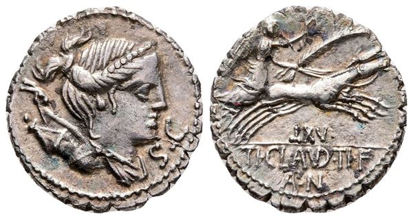 Ti. Claudius Ti.f. Ap.n. Nero, Rome, 79 BC. AR Serrate Denarius (19 mm, 3.57 g).