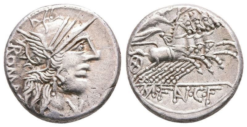 M. Fannius C.f. Rome, 123 Bc, Ar Denarius (18 MM, 3.83 G).