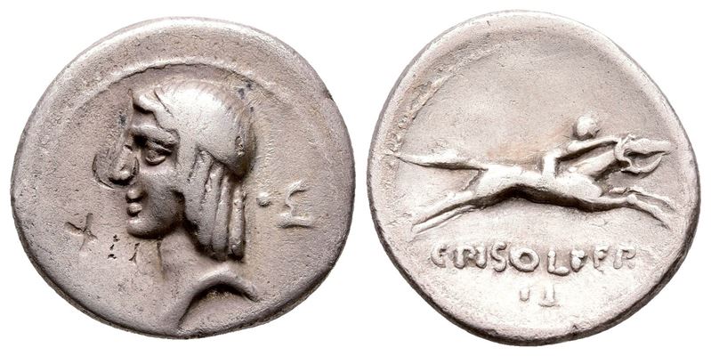 C. Piso L.f. Frugi, Rome, 61 Bc. Ar Denarius (19 MM, 3.54 G).