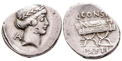 Roman Imperatorial, C. Considius Paetus, Rome, 46 Bc. Ar Denarius (20 MM, 3.90 G).