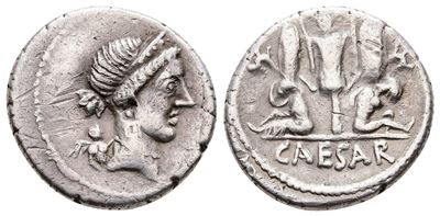 Julius Caesar, Military Mint in Spain, Late 46-early 45 Bc. Ar Denarius (20 MM, 3.94 G).