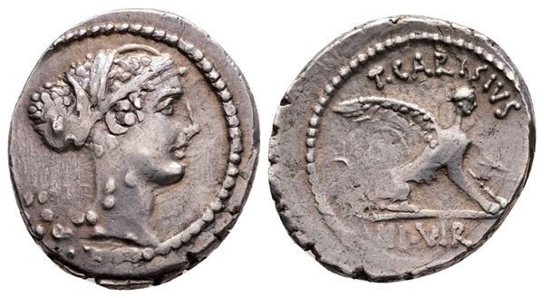Roman Imperatorial, T. Carisius, Rome, 46 BC. AR Denarius (19 mm, 3.90 g).