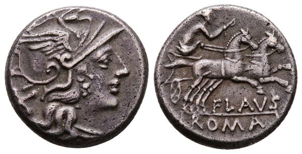 Decimius Flavus, Rome, 150 BC. AR Denarius (18 mm, 3.75 g).
