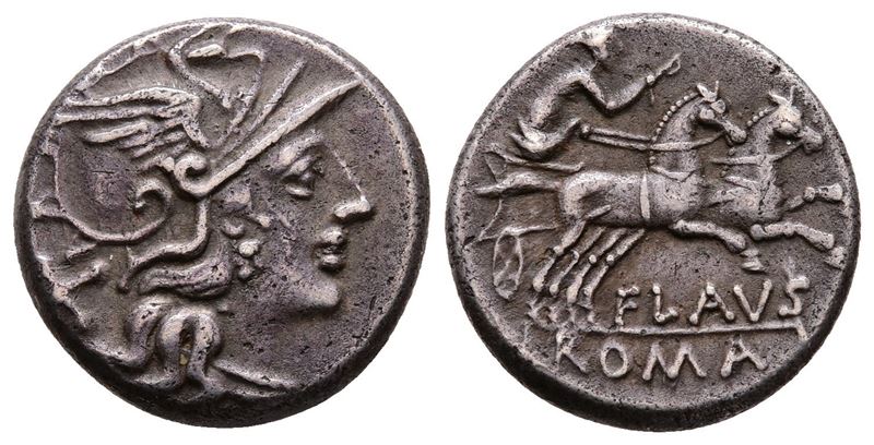 Decimius Flavus, Rome, 150 Bc. Ar Denarius (18 MM, 3.75 G).