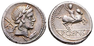 Pub. Crepusius, Rome, 82 Bc. Ar Denarius (19 MM, 3.94 G).