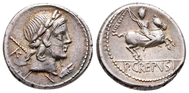 Pub. Crepusius, Rome, 82 Bc. Ar Denarius (19 MM, 3.94 G).