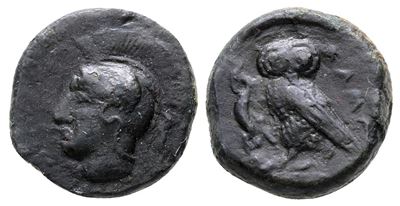 Sicily, Kamarina, C. 410-405 Bc. Æ Tetras (16 MM, 3.23 G).