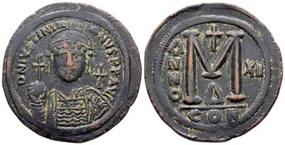 Justinian i (527-565). Æ 40 Nummi (40 MM, 22.86 G).