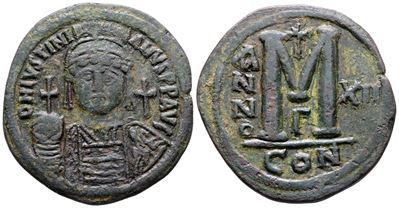 Justinian i (527-565). Æ 40 Nummi (41 MM, 22.46 G).