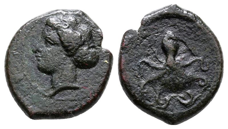 Sicily, Syracuse, C. 400 Bc. Æ Tetras (16 MM, 2.37 G).