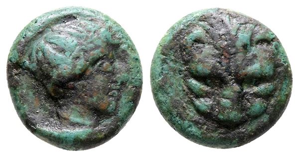 Bruttium, Rhegion, c. 415/0-387 BC. Æ (13 mm, 1.57 g).