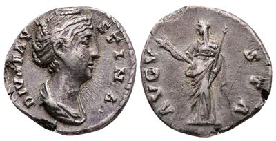 Diva Faustina Senior (died 140/1). Ar Denarius (18 MM, 3.12 G).