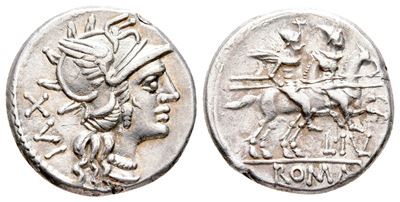 L. Julius, Rome, 141 Bc. Ar Denarius (19 MM, 3.75 G).