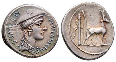 Cn. Plancius, Rome, 55 Bc. Ar Denarius (19 MM, 3.91 G).