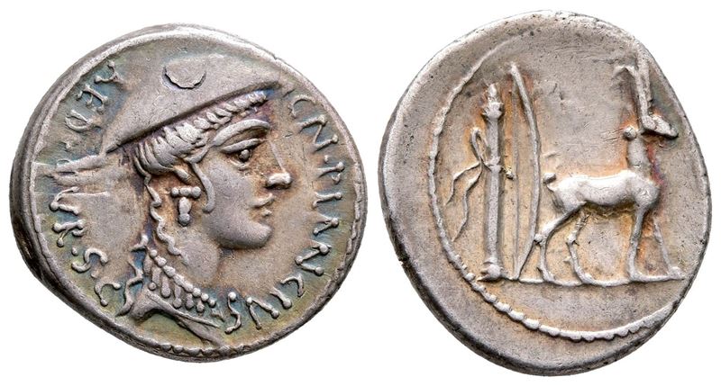 Cn. Plancius, Rome, 55 Bc. Ar Denarius (19 MM, 3.91 G).