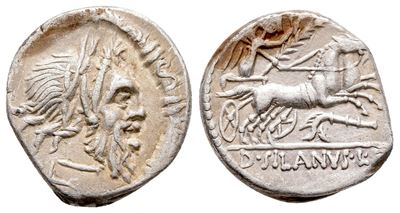 D. Silanus L.f., Rome, 91 Bc. Ar Denarius (18 MM, 3.87 G).