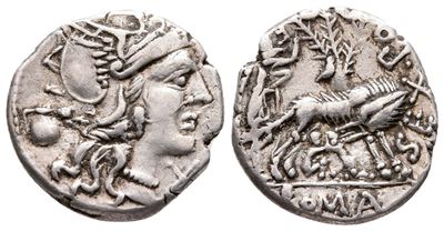 Sex. Pompeius Fostlus, Rome, 137 Bc. Ar Denarius (19 MM, 3.94 G).