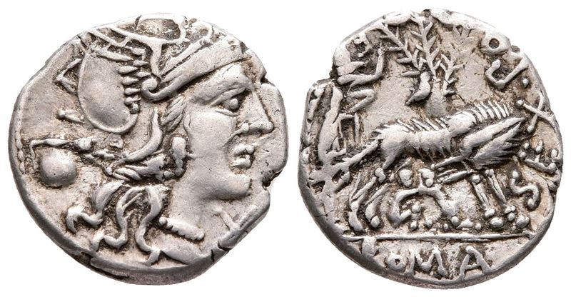 Sex. Pompeius Fostlus, Rome, 137 Bc. Ar Denarius (19 MM, 3.94 G).
