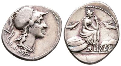 Anonymous, Rome, 115-114 Bc. Ar Denarius (21 MM, 3.86 G).