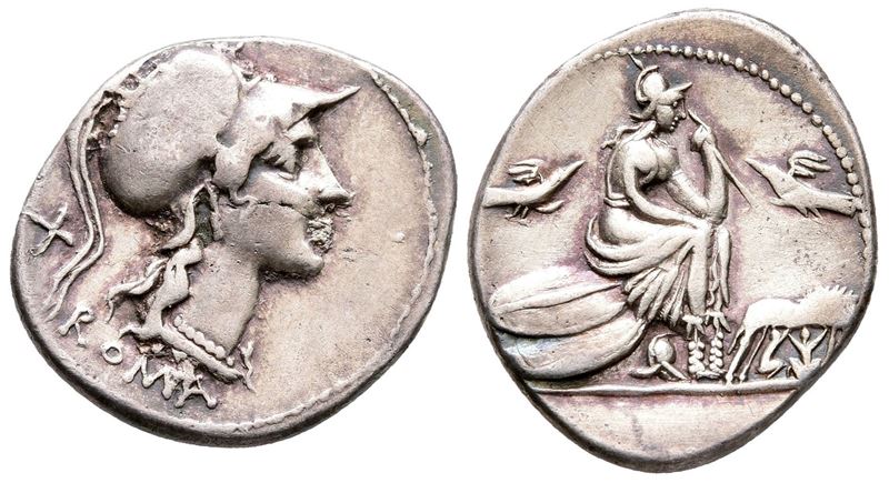 Anonymous, Rome, 115-114 Bc. Ar Denarius (21 MM, 3.86 G).