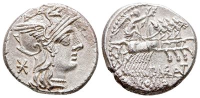 P. Maenius Antiaticus M.f., Rome, 132 Bc. Ar Denarius (19 MM, 3.81 G).