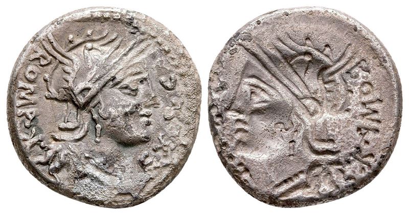 M. Sergius Silus, Rome, 116-115 Bc. Brockage Ar Denarius (18mm, 3.69g)