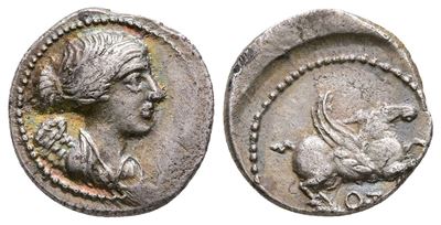 Q. Titius, Rome, 90 Bc. Ar Quinarius (14 MM, 2.11 G).