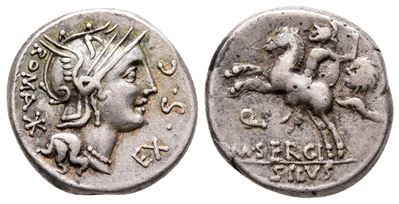 M. Sergius Silus, Rome, 116-115 Bc. Ar Denarius (19 MM, 3.99 G).