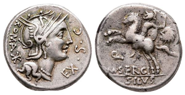 M. Sergius Silus, Rome, 116-115 BC. AR Denarius (19 mm, 3.99 g).