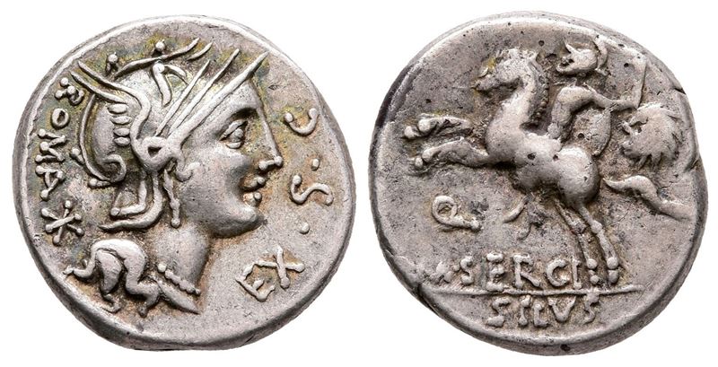M. Sergius Silus, Rome, 116-115 Bc. Ar Denarius (19 MM, 3.99 G).