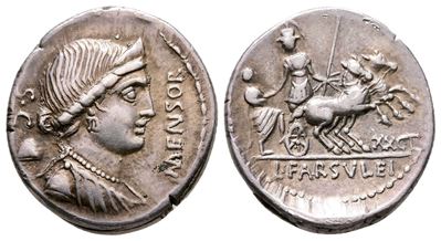 L. Farsuleius Mensor, Rome, 76 Bc. Ar Denarius (19 MM, 3.92 G).