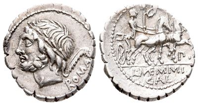 L. Memmius Galeria, Rome, 106 Bc. Ar Serrate Denarius (18 MM, 3.95 G).