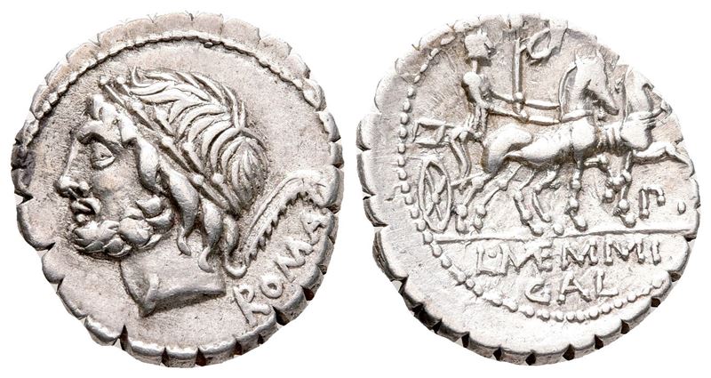L. Memmius Galeria, Rome, 106 Bc. Ar Serrate Denarius (18 MM, 3.95 G).