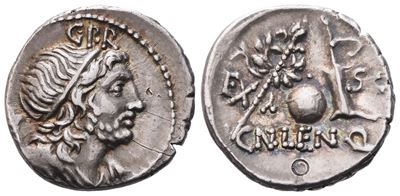 Cn. Lentulus, Denarius, 76-75 Bc; Ar (3,89 G; 19,5 MM; 7 H)