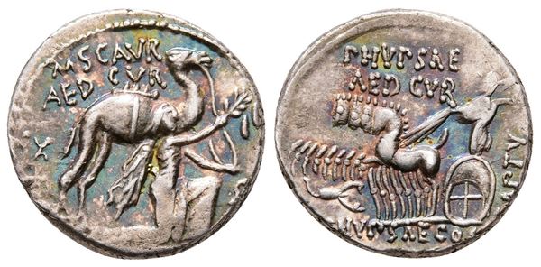 M. Aemilius Scaurus and Pub. Plautius Hypsaeus, Rome, 58 BC. AR Denarius (18 mm, 3.85 g).