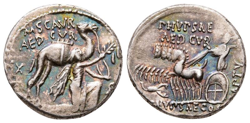 M. Aemilius Scaurus And Pub. Plautius Hypsaeus, Rome, 58 Bc. Ar Denarius (18 MM, 3.85 G).
