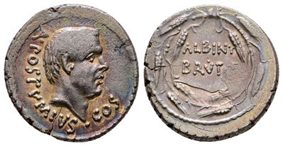 Roman Imperatorial, Albinus Bruti F., Rome, 48 Bc. Ar Denarius (19 MM, 3.74 G).