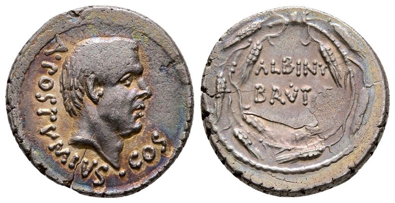 Roman Imperatorial, Albinus Bruti F., Rome, 48 Bc. Ar Denarius (19 MM, 3.74 G).