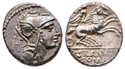D. Silanus L.f., Rome, 91 Bc. Ar Denarius (16 MM, 3.96 G).