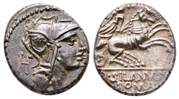 D. Silanus L.f., Rome, 91 BC. AR Denarius (16 mm, 3.96 g).