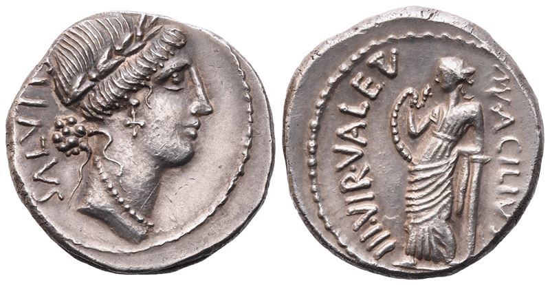 Mn. Acilius Glabrio, Denario romano, 49 a.C., AR
