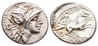 D. Silanus L.f., Rome, 91 Bc. Ar Denarius (19 MM, 3.96 G).