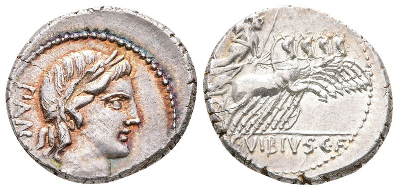 C. Vibius C.f. Pansa, Rome 90 Bc. Ar Denarius (20 MM, 3.89 G).