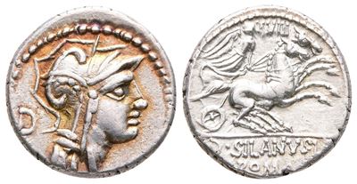 D. Silanus L.f., Rome, 91 Bc. Ar Denarius (19 MM, 3.95 G).
