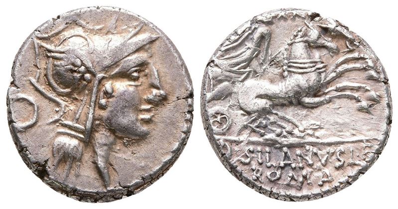 D. Silanus L.f., Rome, 91 Bc. Ar Denarius (18 MM, 3.95 G).